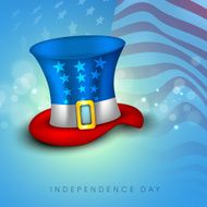 Stylish long hat on American flag waving background