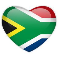 South Africa Flag Heart Glossy Button N2