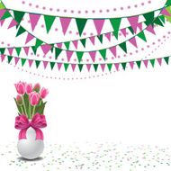 Mothers Day tulips and bunting background EPS 10 vector