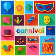 Celebration festive background with carnival flat icons and objects N11