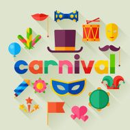 Celebration festive background with carnival flat icons and objects N12