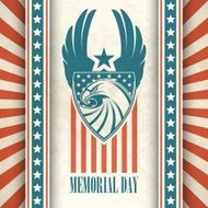 Memorial Day Typographic card with the American flag and eagle N8