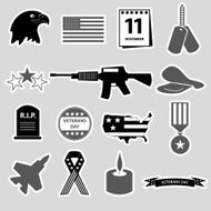 american veterans day celebration stickers set eps10 N2