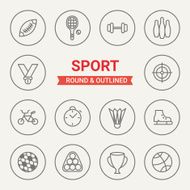 Set of round and outlined sport icons