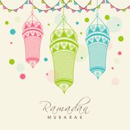 Ramadan Kareem celebration greeting card with arabic lantern