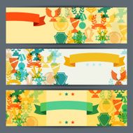 Horizontal banners with trophies and awards