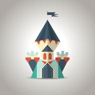 Cute origami castle from folded paper Icon