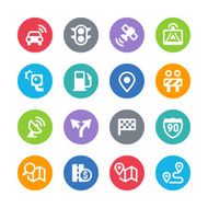GPS Navigation and Road Icons - Circle Illustrations
