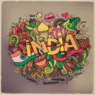 India hand lettering and doodles elements background N3