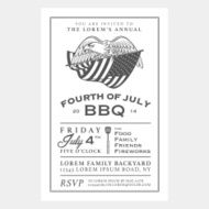 Vintage 4th of July Independence Day barbecue invitation