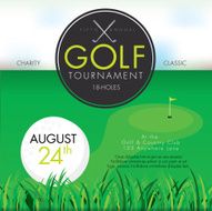 Elegant Golf tournament invitation design template on green