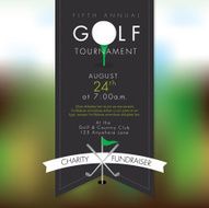 Sophisticated Golf tournament invitation design template on bokeh