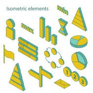 Set of isometric business elements