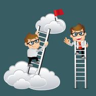 Businessmen climbing on ladder to be success