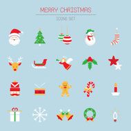 Flat Icons Set Christmas Objects N2