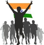 Winner with the India flag at finish