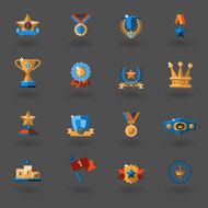 Award flat icons set