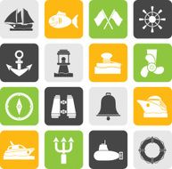 Silhouette Marine sea and nautical icons
