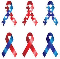 Ribbons with the United States of America Flag Colors