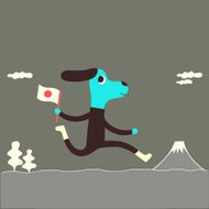 Japanese jogger waving flag