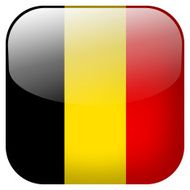 Belgium national flag square button isolated on white background