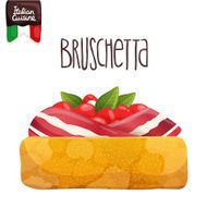 Bruschetta with tomato bacon and basil