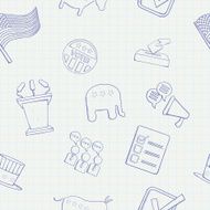 Election hand drawn vector seamless pattern