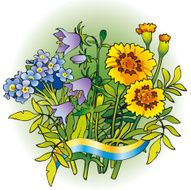 Vector bouquet of flowers for the Ukrainian folk wreaths N2