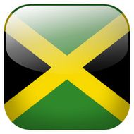 Jamaica national flag square button isolated on white background