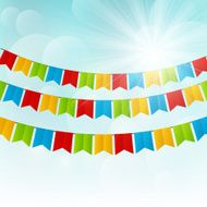 Color flags on sunny background