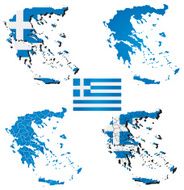 High detailed vector map Greece with flag