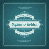 Wedding invitation card template vector vintage background N50