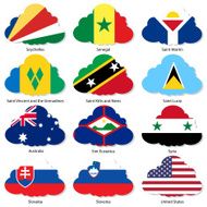 Set Flags of world sovereign states in form clouds