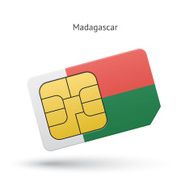 Madagascar mobile phone sim card with flag