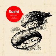 Hand drawn sushi illustration N3