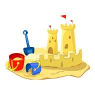 sand castle beach toys isolated