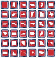 Set of American state map buttons N2