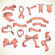 Set of holiday ribbons isolated on white background N3