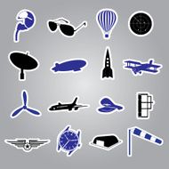 aeronautical icons stickers eps10