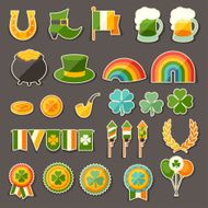 Saint Patrick&#039;s Day sticker icons set