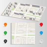 city map and landmarks vector