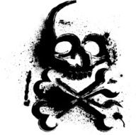 Skull with ink blots