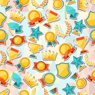 Seamless pattern with trophy and awards stickers N2