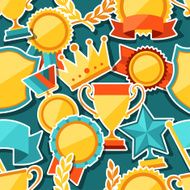 Seamless pattern with trophy and awards stickers N3