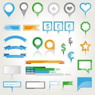 Web buttons and info graphics elements