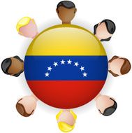 Venezuela Flag Glossy Button with People
