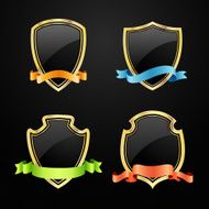 black and gold shield with ribbons N2