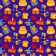 Vector seamless pattern with party icons and signs