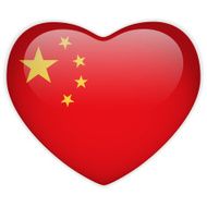 China Flag Heart Glossy Button N2