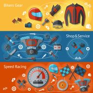 Motorcycle banners flat set